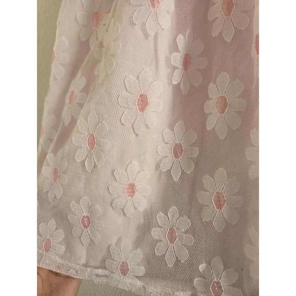 Vintage Jo Lene Pink Floral Lace Girls Dress Size 6x Tea Party Cottage Prairie - Picture 6 of 9
